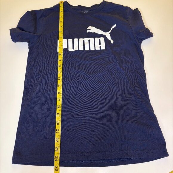 Puma Core Logo Basic Athletic Crewneck Short Sleeve Tee‎ Boys Large (14-16) Navy - Picture 6 of 9